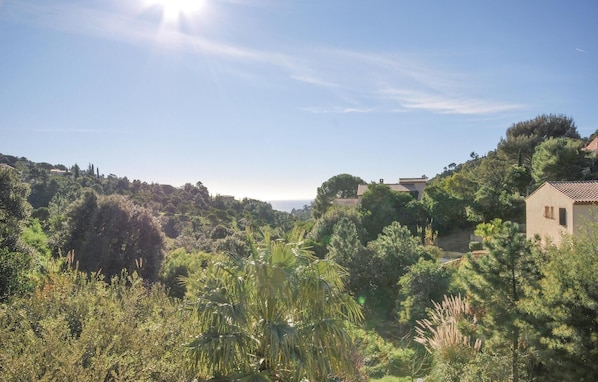 A rural landscape with a house surrounded by dense vegetation and hills in the background. - Amazing apartment in Les Issambres (Les Issambres)