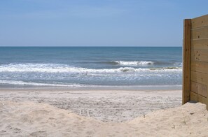 A beach with a wooden fence and a clear view of the ocean. - Beach Bofs - Classic 4BR Home on the 2nd Row; Covered Porch! (Surf City)