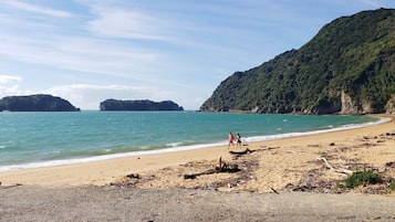 在海灘附近、沙灘巾