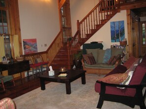 Smart TV, fireplace, DVD player, books
