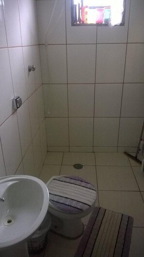 Shower, hair dryer, soap