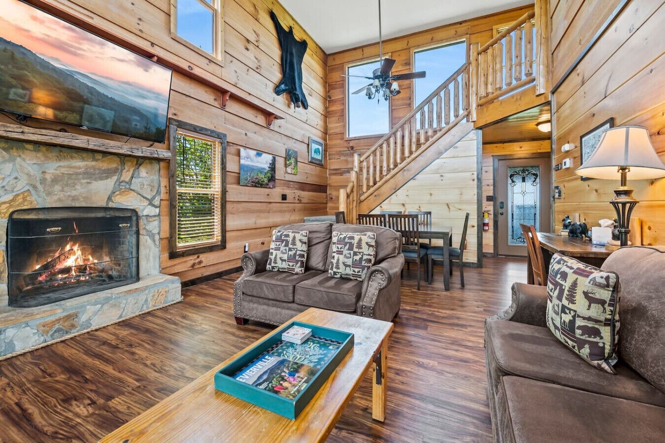 Smart TV, fireplace, video games