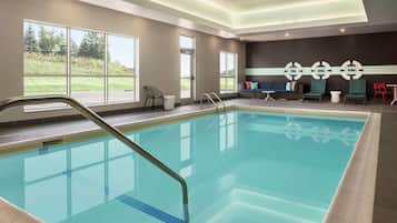 Indoor pool, open 8:00 AM to 10:00 PM, sun loungers