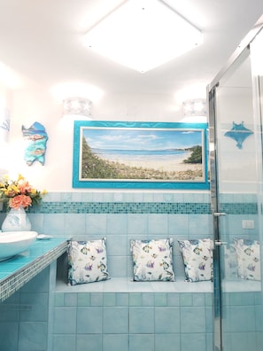 Shower, hair dryer, bidet, towels - Affitto Beautiful villa with stunning panoramic views (Porto Pino)