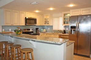 Microwave, dishwasher, coffee/tea maker, ice maker