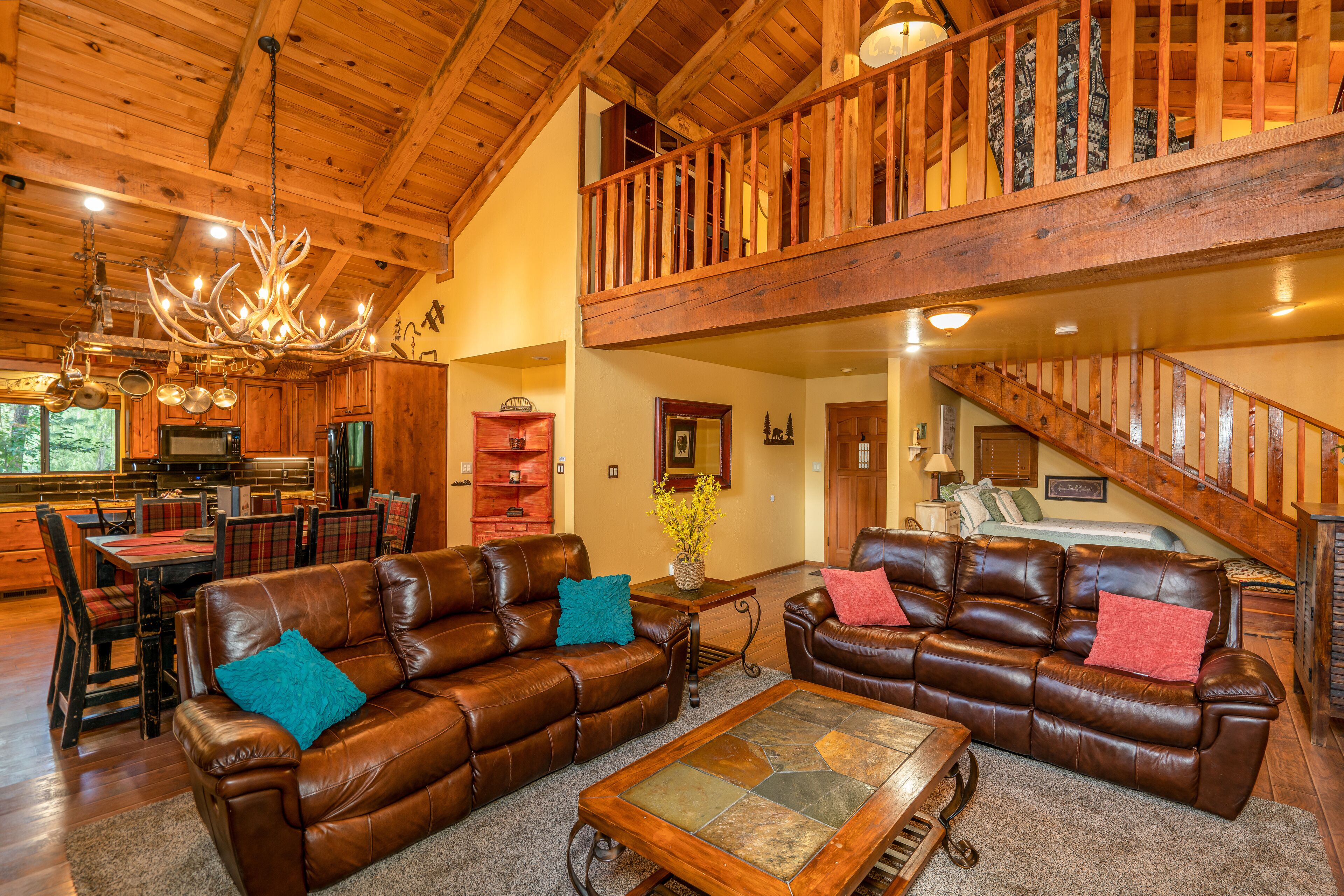 Smart TV, fireplace, DVD player, foosball