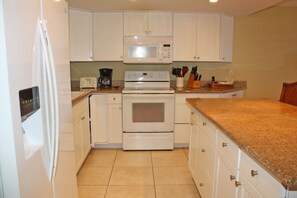 Microwave, dishwasher, coffee/tea maker, ice maker