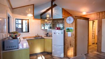 Fridge, microwave, oven, toaster