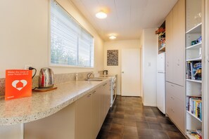 Fridge, microwave, oven, toaster
