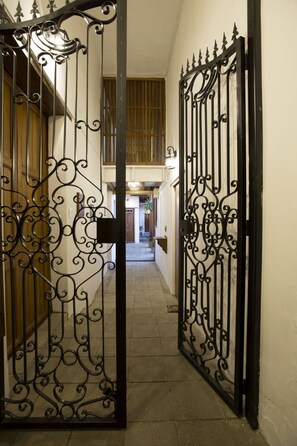 Going through the gates to apartments in Casa LunaLoma