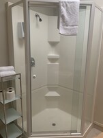 Shower, free toiletries, soap, shampoo
