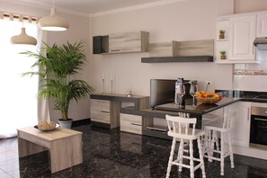 Fridge, microwave, oven, highchair