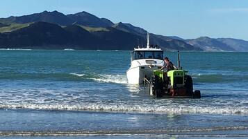 Plage à proximité, chaises longues