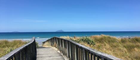 Beach nearby, sun loungers