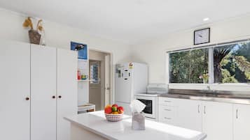 Fridge, microwave, oven, toaster