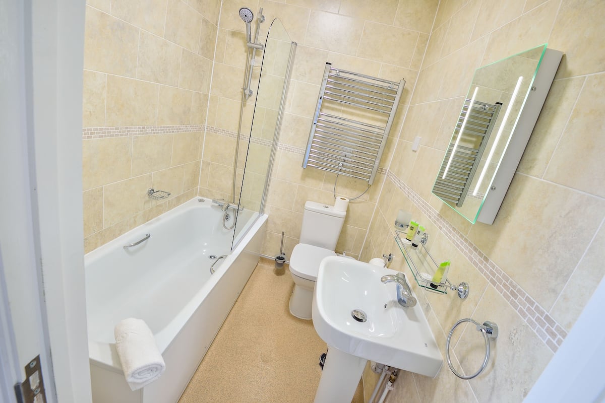 king double | bathroom | free toiletries, hair dryer, towels, soap
