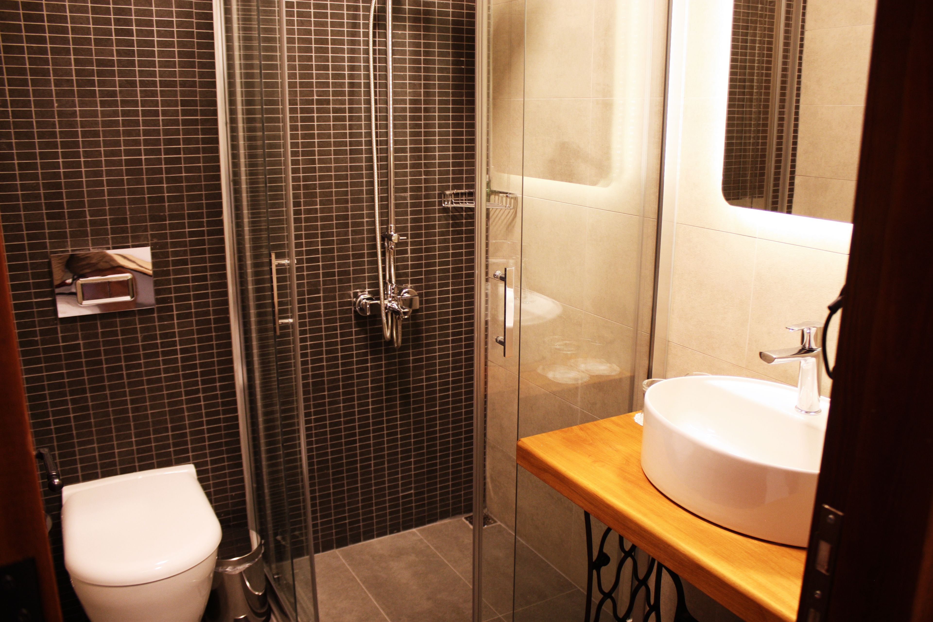 standard room | bathroom | shower, rainfall showerhead, free toiletries, hair dryer
