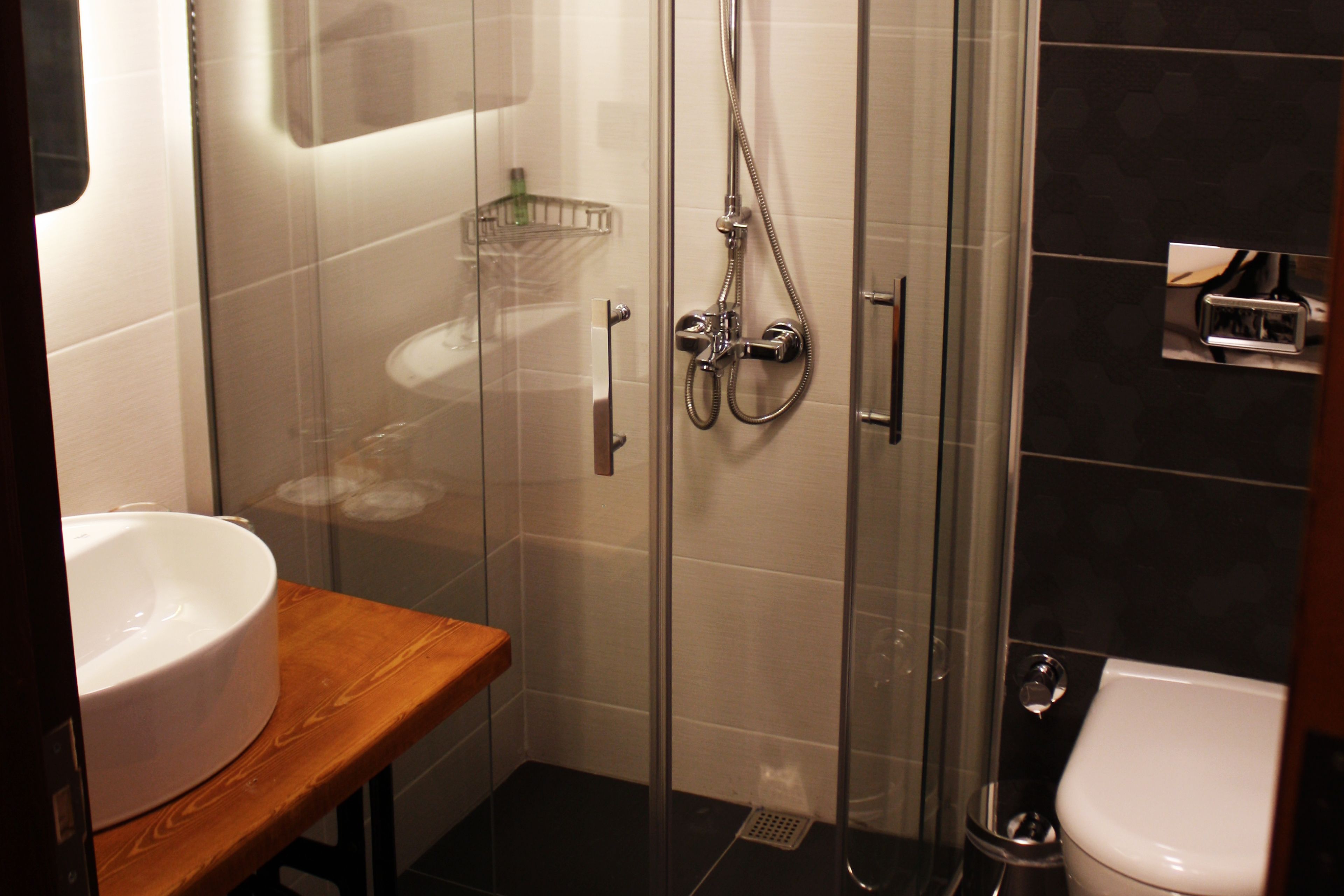 standard room | bathroom | shower, rainfall showerhead, free toiletries, hair dryer