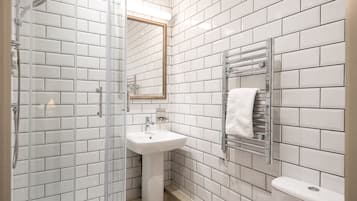 Eco-friendly toiletries, hair dryer, towels