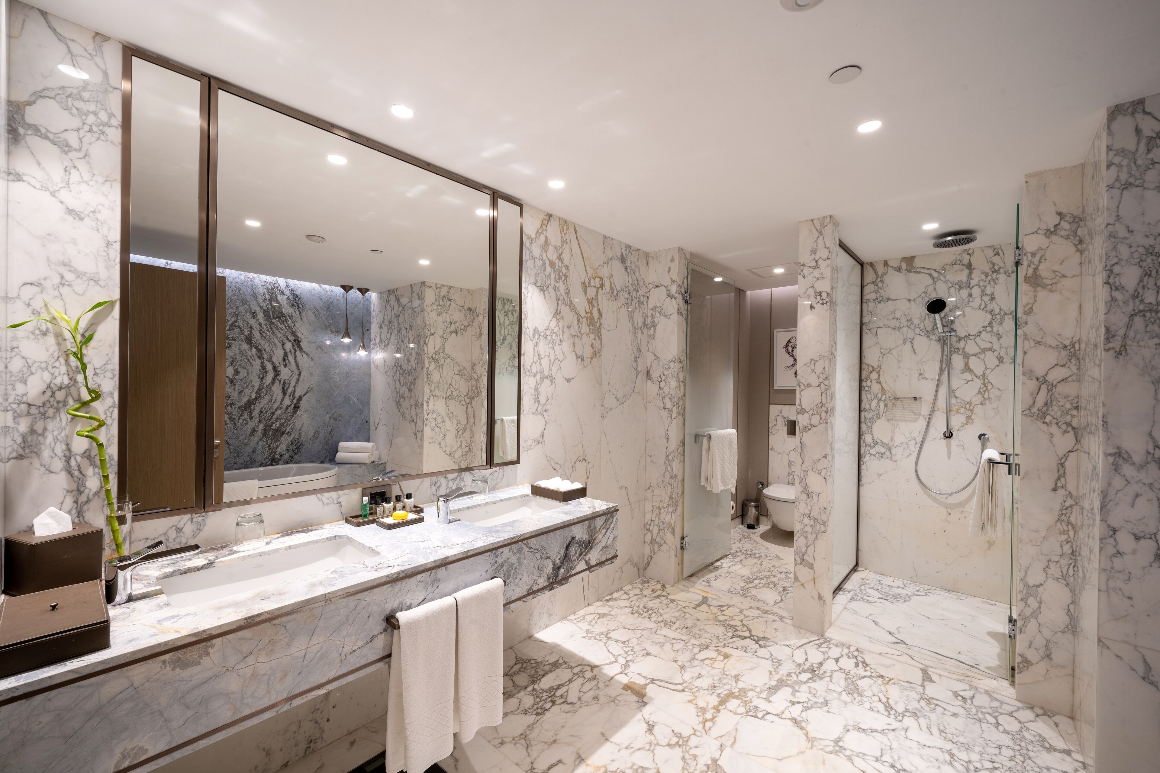 suite, 1 bedroom, garden view | bathroom | separate bathtub and shower, deep-soaking bathtub, rainfall showerhead