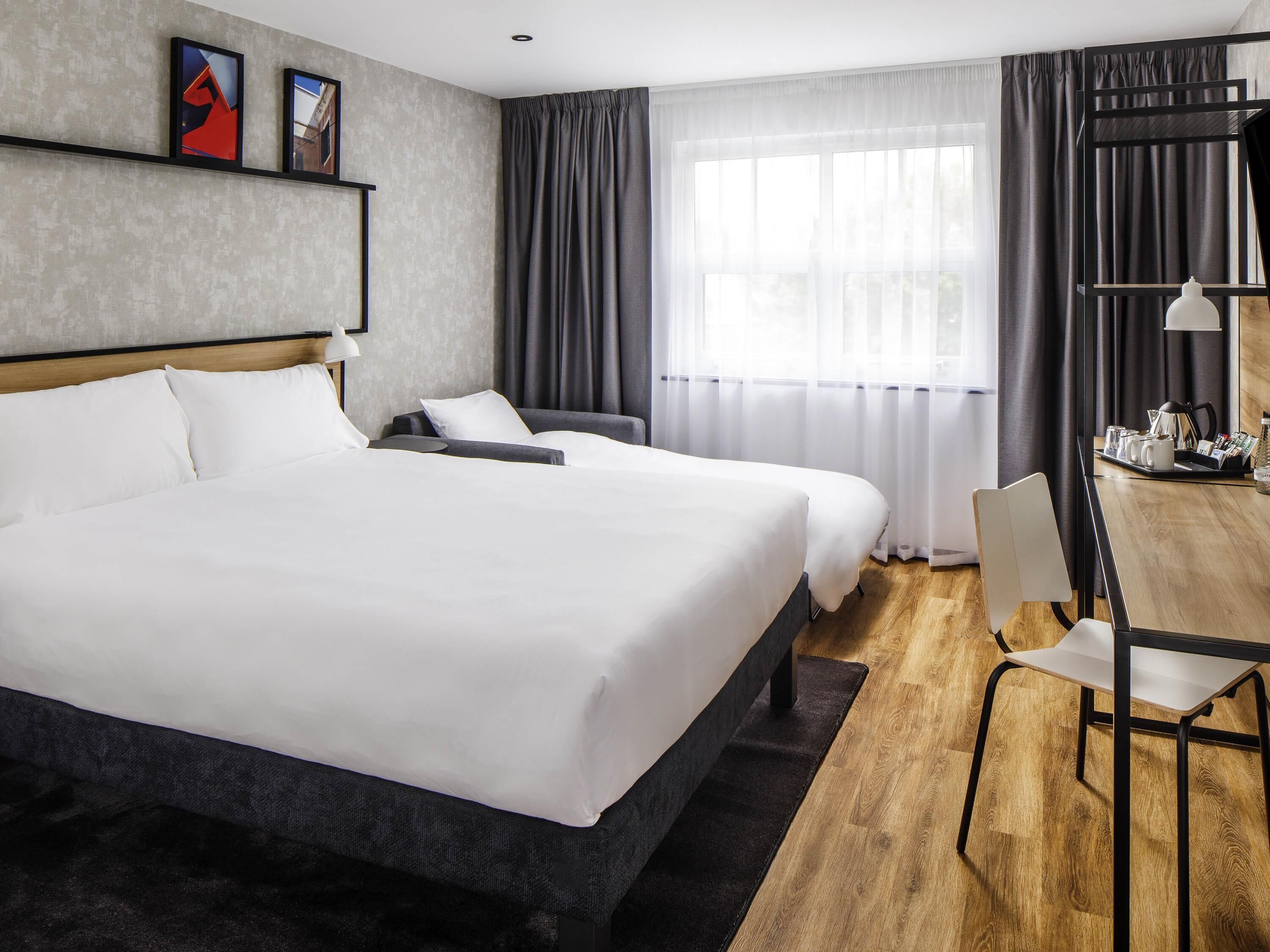 Desk, blackout curtains, free WiFi, bed sheets