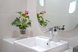 Duş, geniş duş başlığı, ücretsiz banyo/kozmetik ürünleri