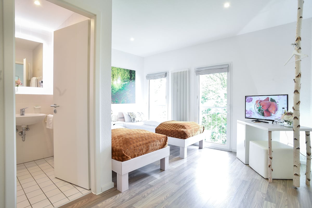 Kamar Double atau Twin Basic | Meja kerja, tirai kedap cahaya, kedap suara, dan Wi-Fi gratis