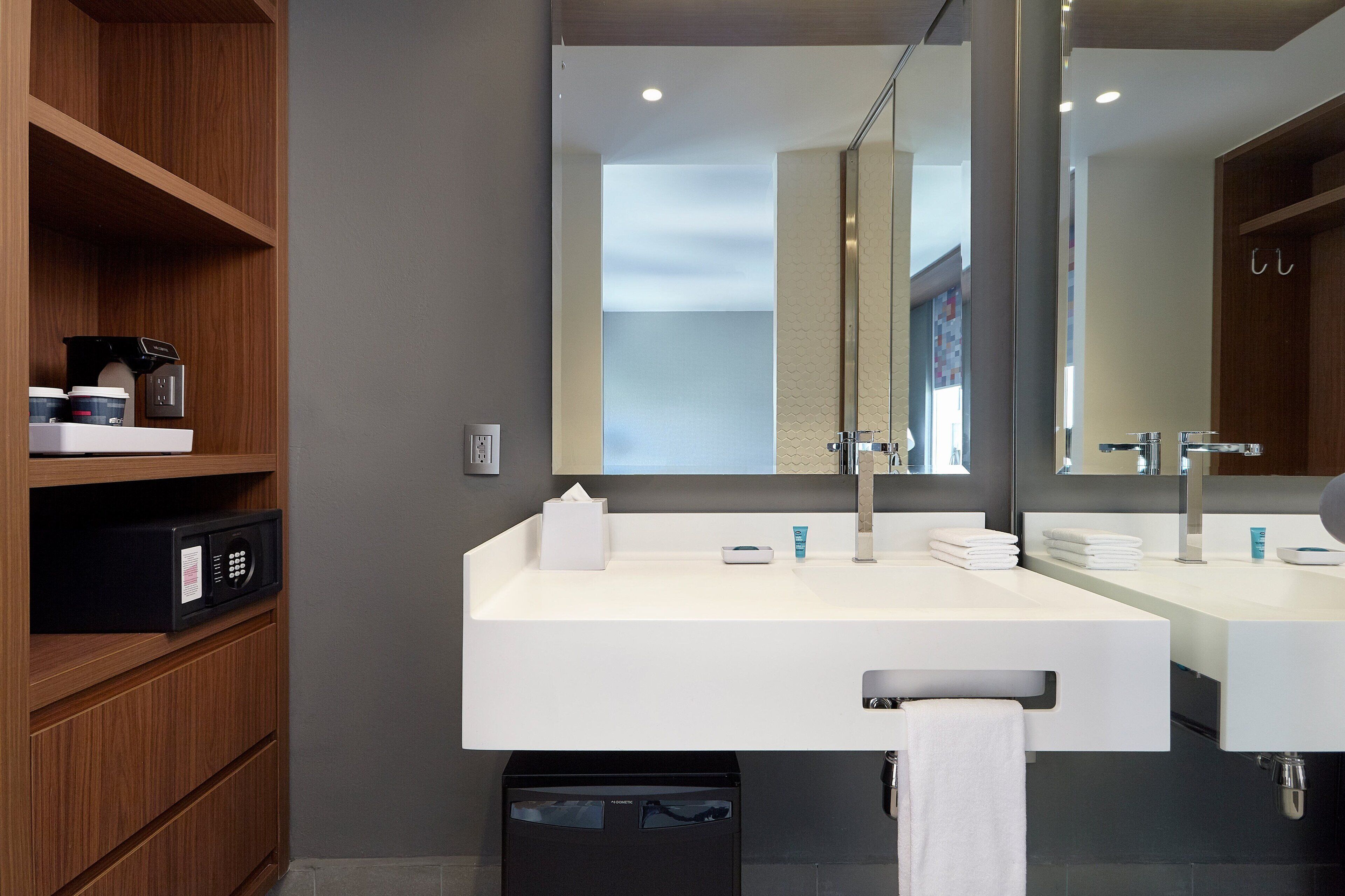 room, 2 queen beds | bathroom | shower, rainfall showerhead, towels, soap