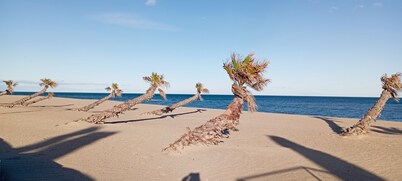 Ground floor garden apartment with sea view and pools