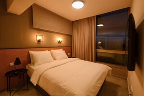 Apartamento superluxo, vista para o mar | Roupas de cama de algodão egípcio, roupas de cama premium
