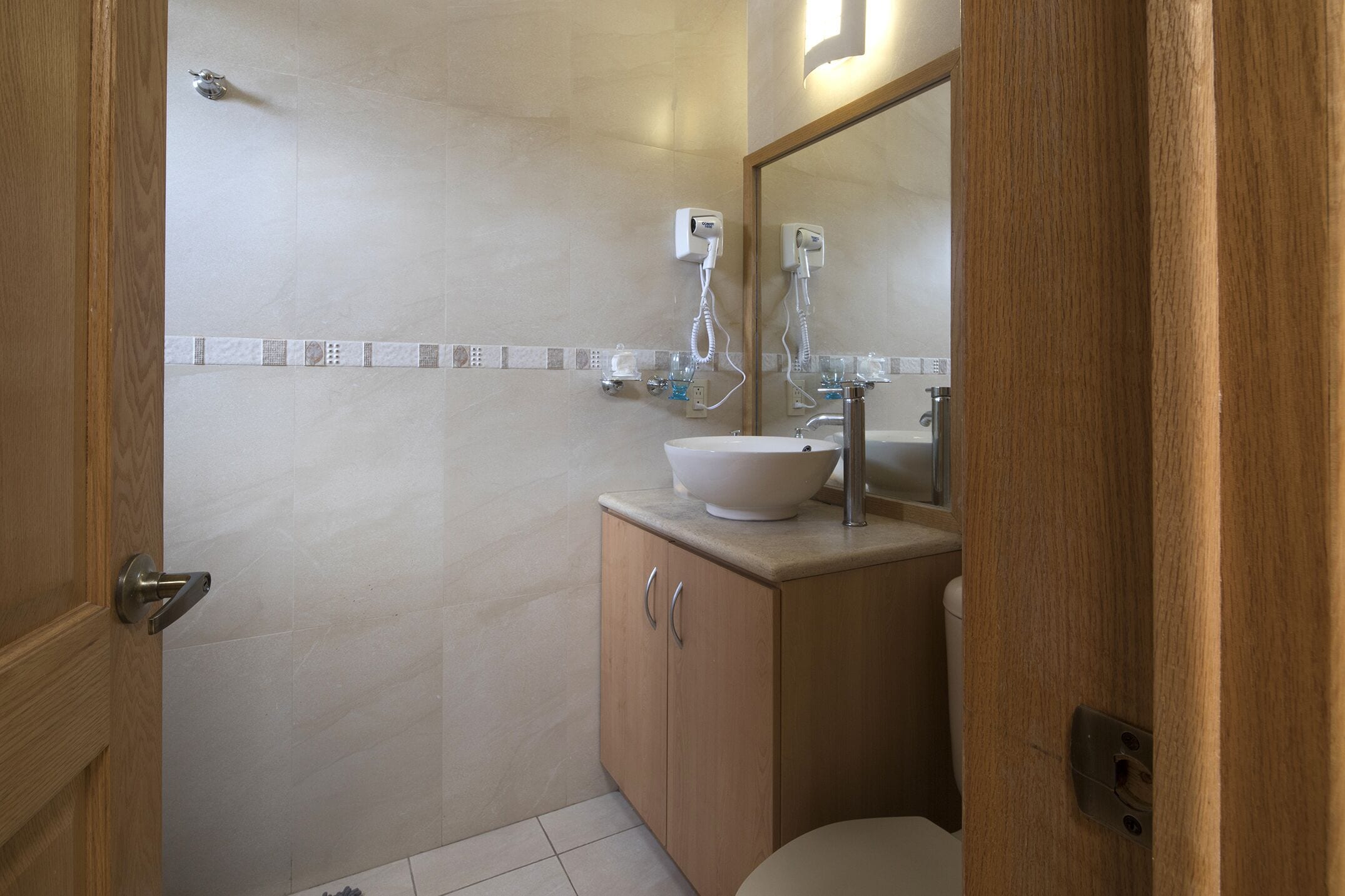 shower, designer toiletries, hair dryer, bathrobes