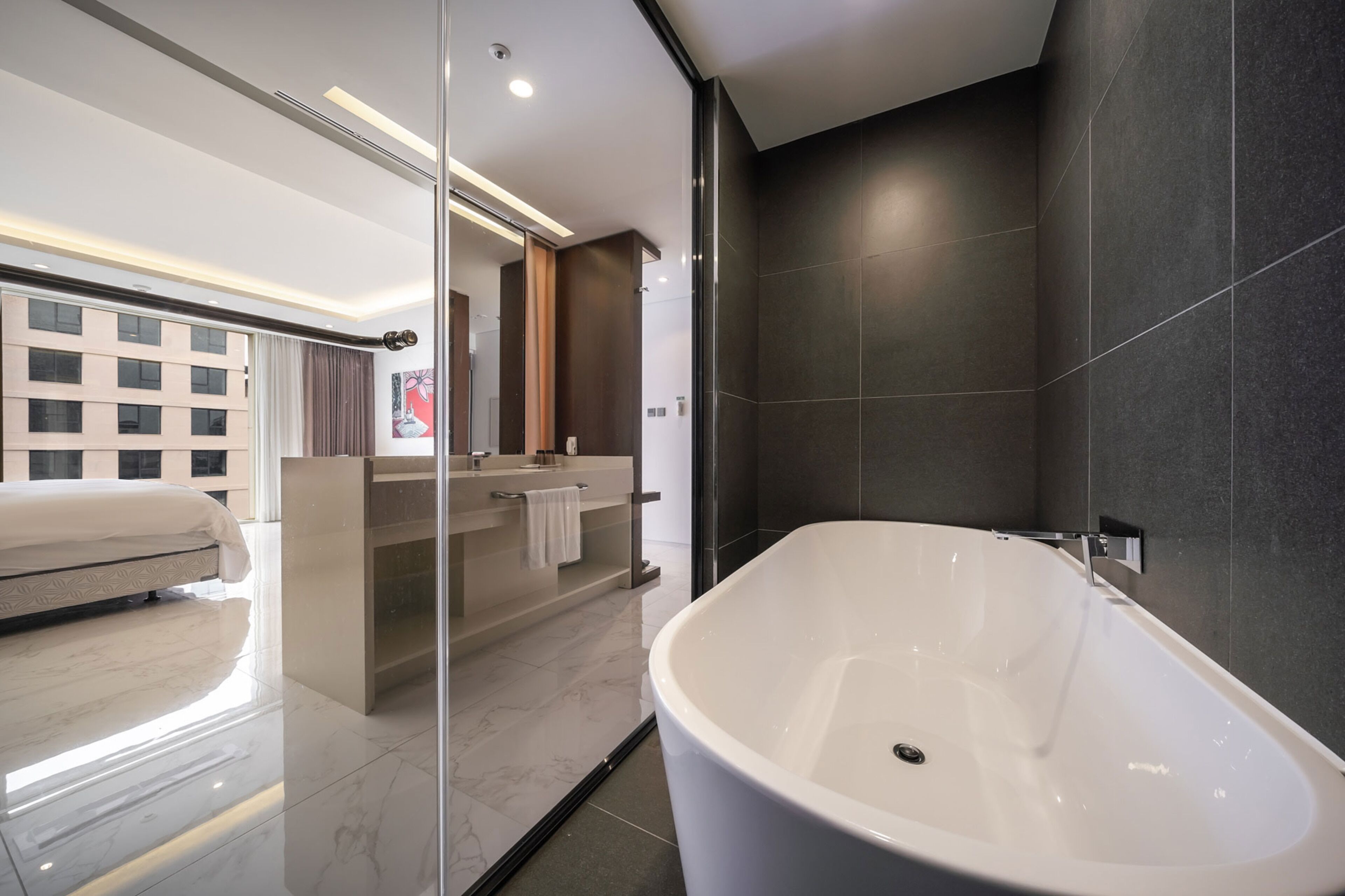 free toiletries, hair dryer, slippers, bidet