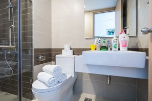 吹风机、毛巾、洗发水、卫生纸