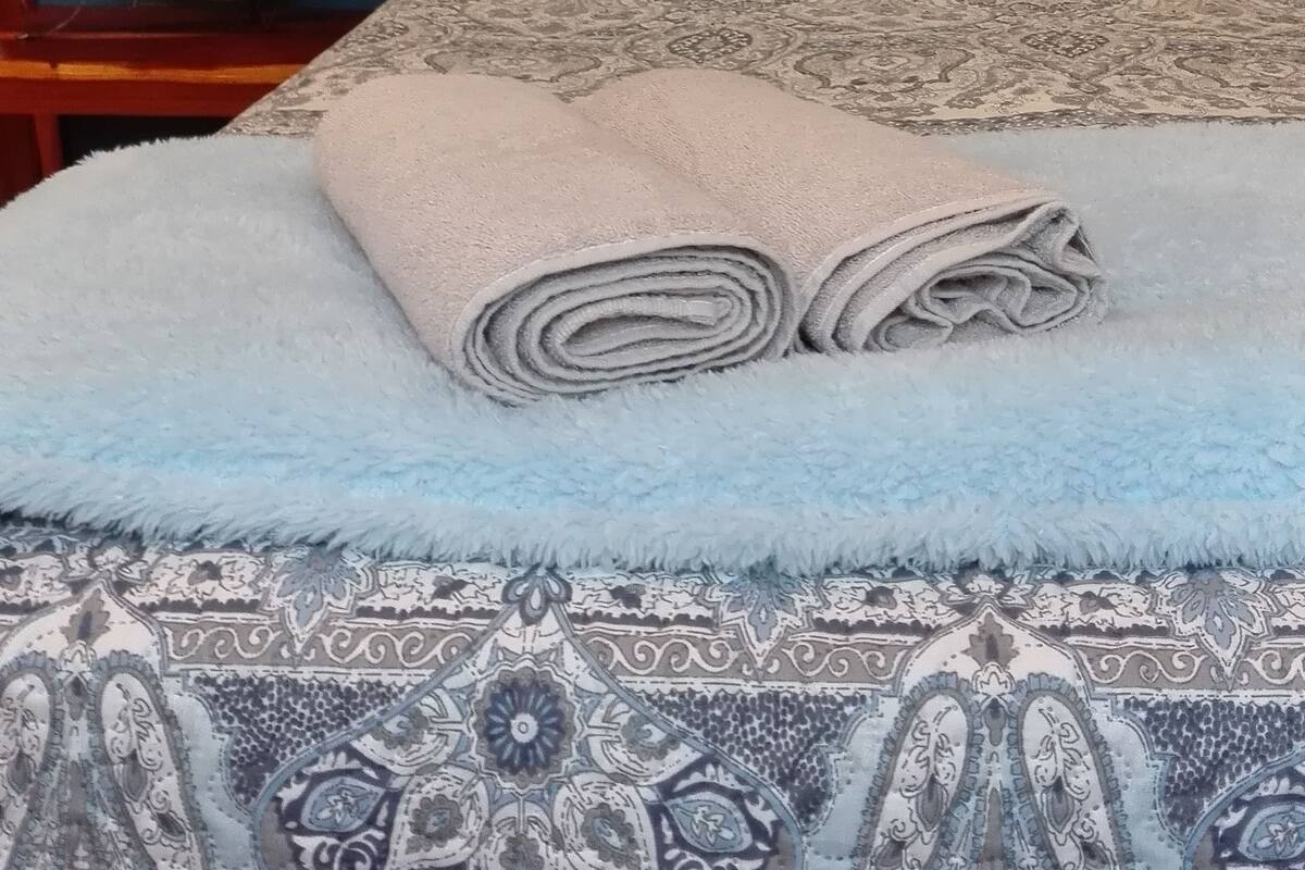 Desk, free WiFi, bed sheets