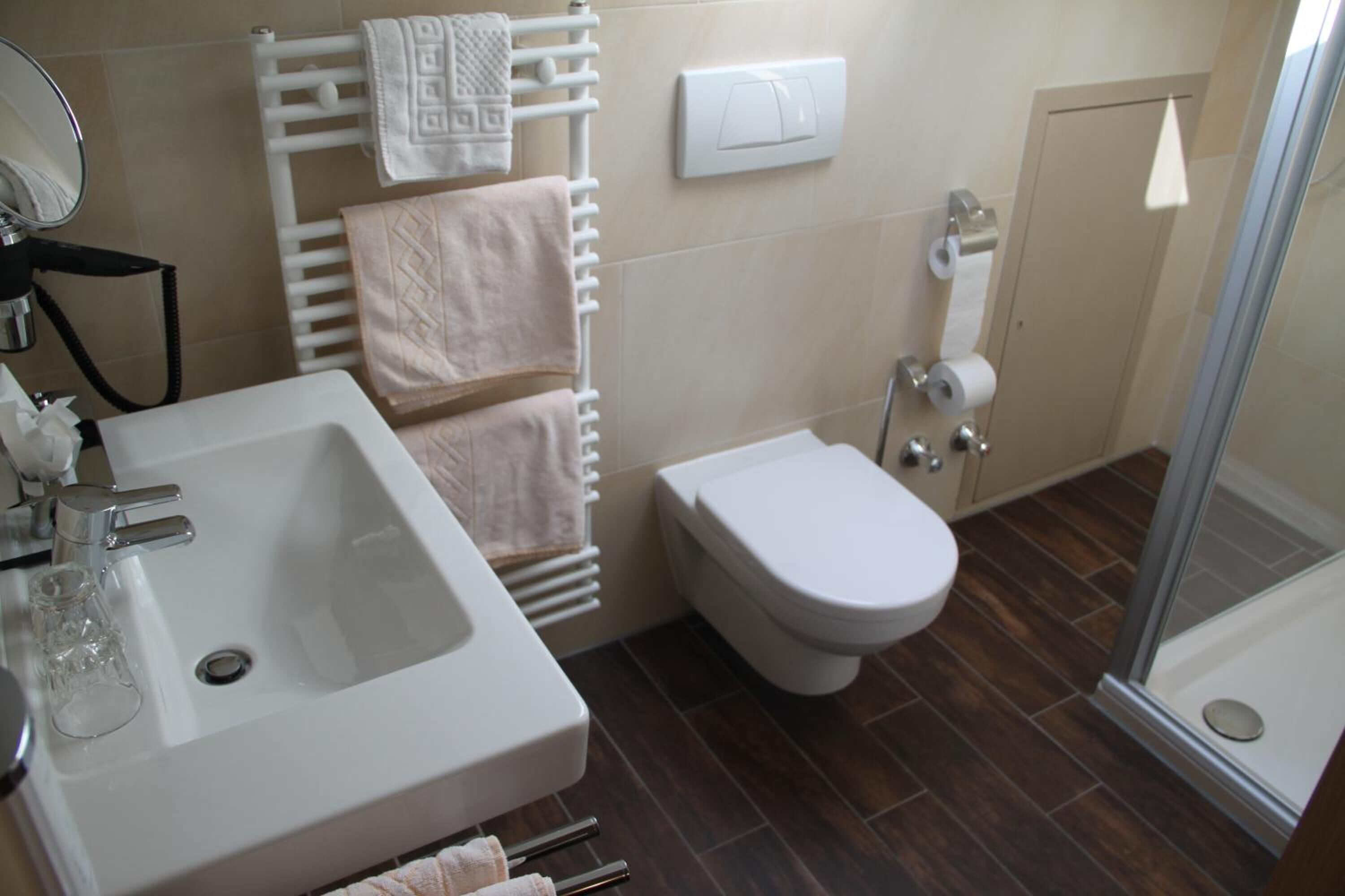 free toiletries, hair dryer, towels, soap