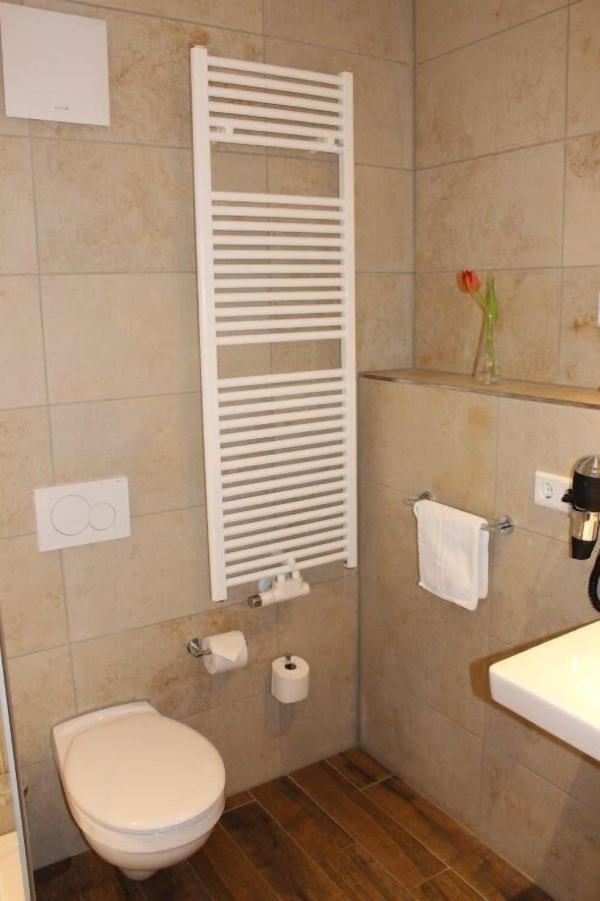 free toiletries, hair dryer, towels, soap