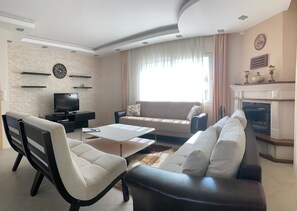Luxury Villa | Living area | Flat-screen TV - Villa with Pool&Jacuzzi by the Sea (12) (Cesme)
