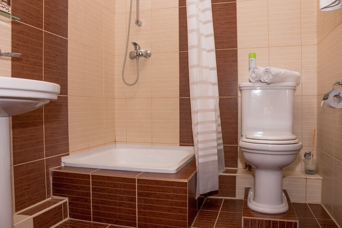 Family Room | Bathroom | Free toiletries, hair dryer, slippers, soap