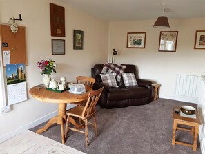 TV, DVD player, books, video library