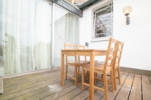 Apartamento empresarial, 3 quartos, vista para o jardim (incl. Endreinigungsgebühr) | Terraço/pátio