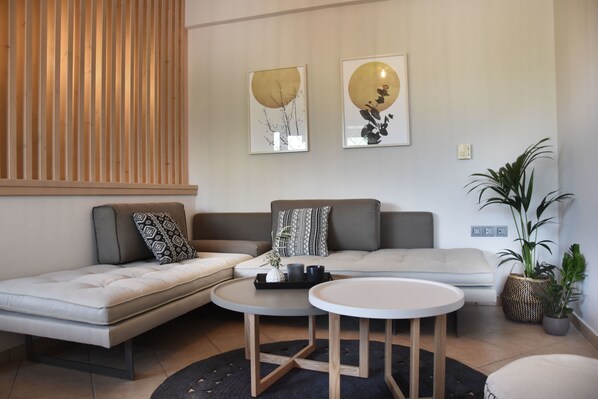 Deluxe Villa, 2 Bedrooms, Sea View | Living area - Olivella Villas by Vatos (Zakynthos)