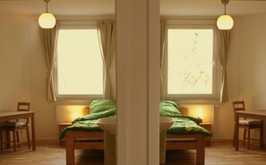 Desk, free WiFi, bed sheets