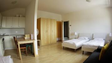 Desk, free WiFi, bed sheets