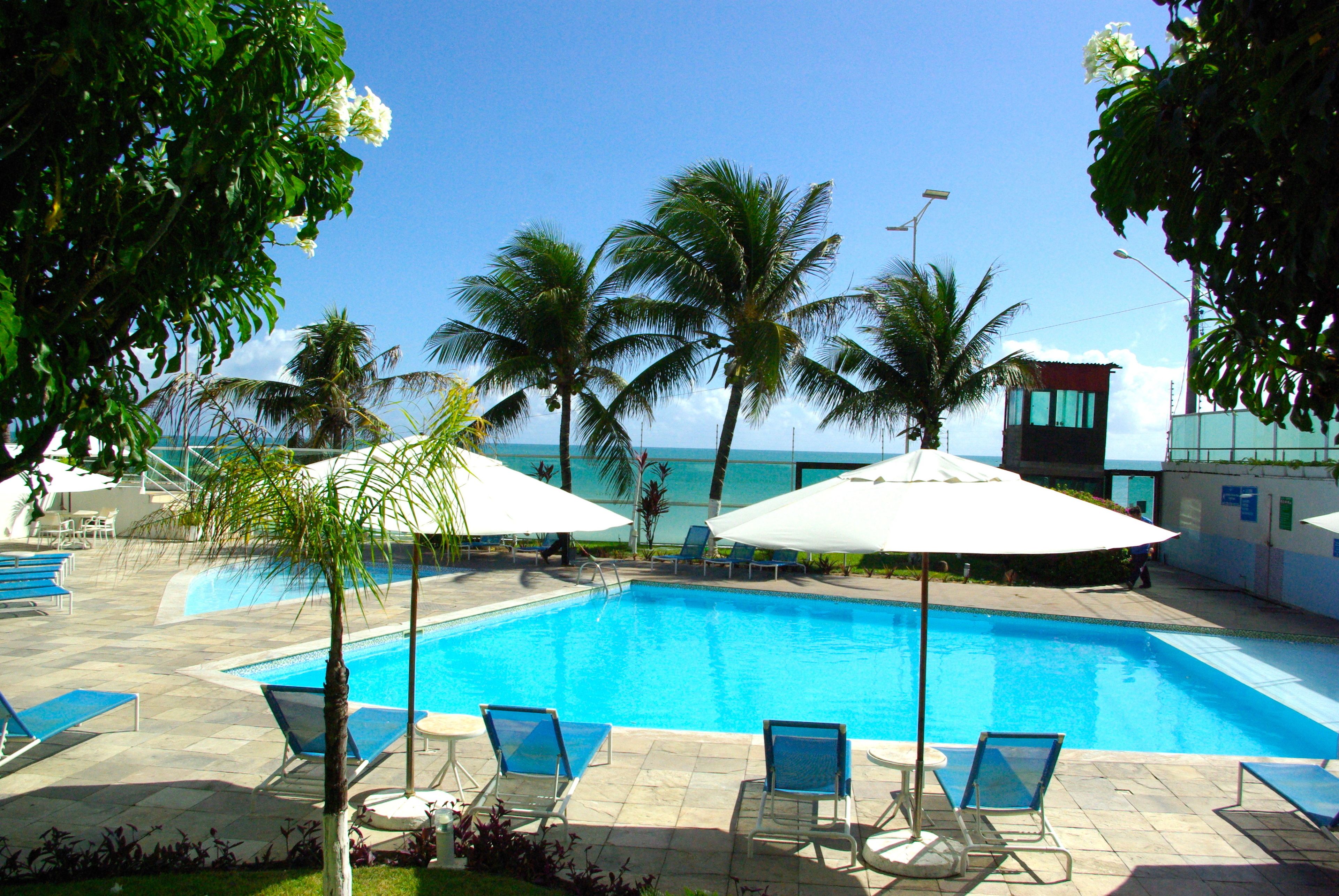 Outdoor pool, pool loungers