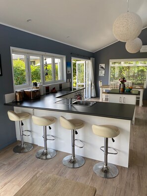 Fridge, microwave, oven, stovetop -  Comfort and relaxation at Kawau Bay Beach House.  (Snells Beach)