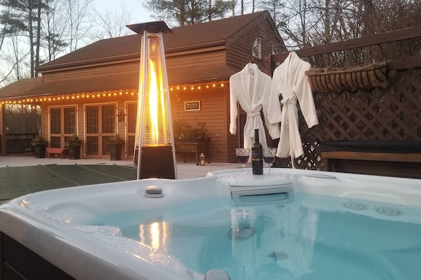 Heated year round to 104 degrees for enjoying your coffee or evening cocktail.