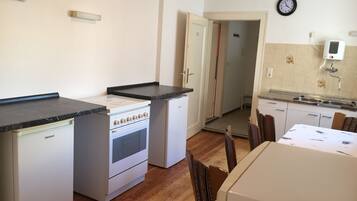 Full-size fridge, microwave, oven, stovetop