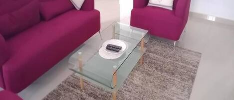 Comfort-huoneisto | Olohuone | 40–tuumainen taulutelevisio, jossa satelliittikanavat