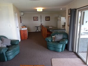 Smart TV, DVD player, books, video library