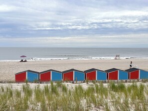 Beach nearby, sun loungers
